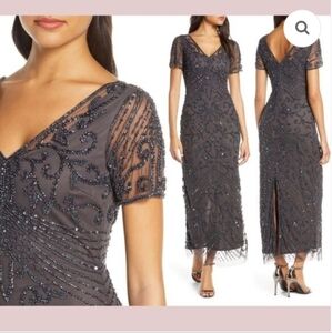 Pisarro Nights Black Flutter Sleeve Maxi Gown